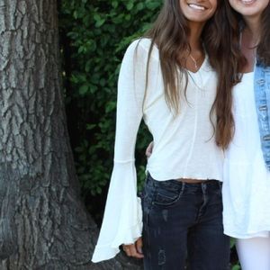 Free people long bell sleeve top